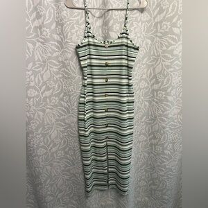 No Boundaries Green Striped Midi Dress